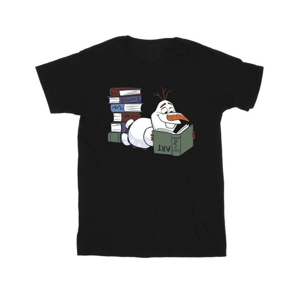 Frozen II Mens Olaf Reading Cotton T-Shirt / Black